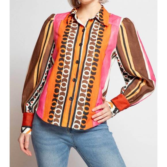 NEW EVA FRANCO lorca blouse in tulum stripe - Picture 2 of 3